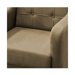 Poltrona Bella Para Sala Decorativa Suede:Bege - 3