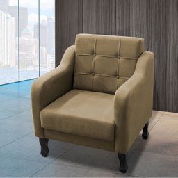 Poltrona Bella Para Sala Decorativa Suede:Bege - 2