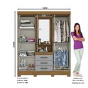 Ver imagem 3 de Guarda Roupa Solteiro Nápole Nature Cinza – Briz Móveis