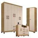 Ver imagem 1 de Guarda Roupa Casal Modena 6 Portas com Cômoda Madri e Armário Multiuso Versatile 2 Portas com Chave