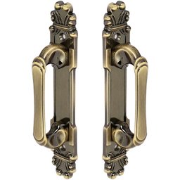 Puxador Duplo Mozart 280mm Bronze Antigo Porta Pivotante Correr Passagem Madeira Vidro Rústico - 1