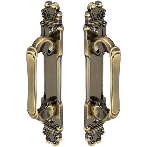 Puxador Duplo Mozart 280mm Bronze Antigo Porta Pivotante Correr Passagem Madeira Vidro Rústico