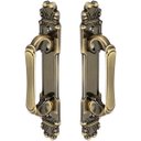 Ver imagem 1 de Puxador Duplo Mozart 280mm Bronze Antigo Porta Pivotante Correr Passagem Madeira Vidro Rústico
