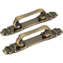 Ver imagem 2 de Puxador Duplo Mozart 280mm Bronze Antigo Porta Pivotante Correr Passagem Madeira Vidro Rústico