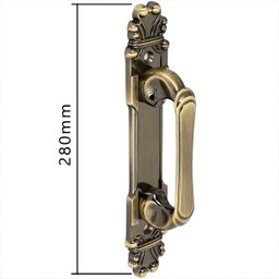 Puxador Duplo Mozart 280mm Bronze Antigo Porta Pivotante Correr Passagem Madeira Vidro Rústico - 6