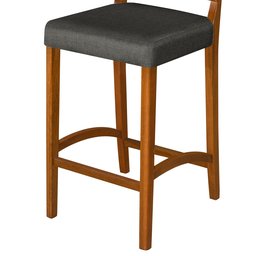 Kit 2 Banquetas Alta Roma Rattan Luxo Balcão Banco Pés Madeira em Madeira Maciça Premium Cor Cinza - 6