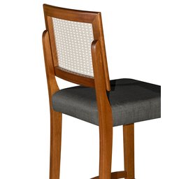 Kit 2 Banquetas Alta Roma Rattan Luxo Balcão Banco Pés Madeira em Madeira Maciça Premium Cor Cinza - 5