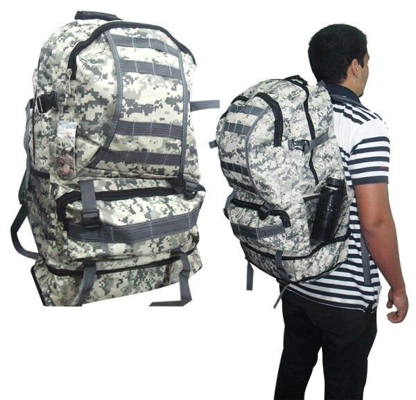 Mochila Camuflada Impermeavel Camping Trilha Cargueira Acampamento (bsl-21296-2) - 1