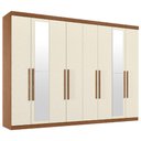 Ver imagem 2 de Guarda Roupa Casal 239cm 8 Portas 4 Gavetas com Espelho Vortex Jatobá/Areia S01 - Mpozenato