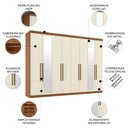 Ver imagem 3 de Guarda Roupa Casal 239cm 8 Portas 4 Gavetas com Espelho Vortex Jatobá/Areia S01 - Mpozenato