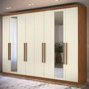 Ver imagem 1 de Guarda Roupa Casal 239cm 8 Portas 4 Gavetas com Espelho Vortex Jatobá/Areia S01 - Mpozenato