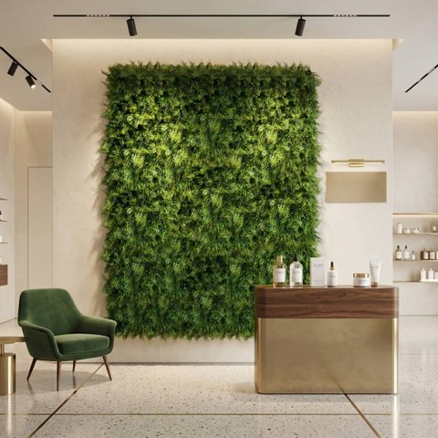 10 Placas Jardim Vertical Artificial Interno Revestimento Premium Fácil de Instalar em Parede Verde