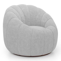 Poltrona Decorativa Estilo Concha Abóbora Shell Giratória Bouclê Cinza Claro - Desk Design - 5