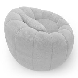 Poltrona Decorativa Estilo Concha Abóbora Shell Giratória Bouclê Cinza Claro - Desk Design - 3
