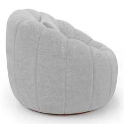 Poltrona Decorativa Estilo Concha Abóbora Shell Giratória Bouclê Cinza Claro - Desk Design - 4