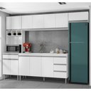 Ver imagem 2 de Cozinha Modulada Completa Andréia 04 Peças com Balcão Gabinete 160cm Branco - Abmaza