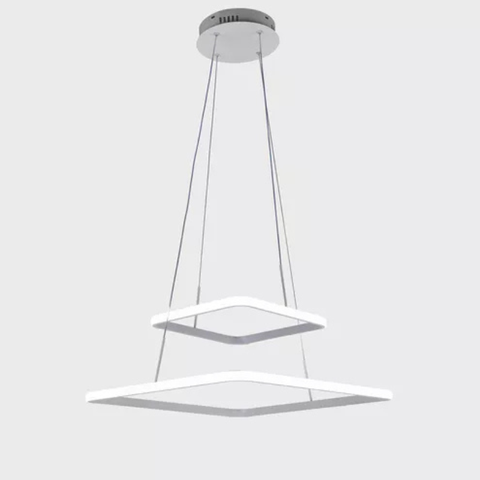 Lustre Pendente Quadrado 02 Arcos Led 3000k Branco Domum