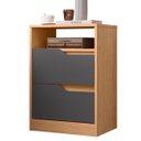 Ver imagem 5 de Kit Cômoda 4 Gavetas e Mesa de Cabeceira Sara 2 Gavetas Flex Freijó/Titanium