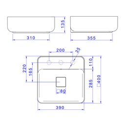 Cuba De Apoio Deca Slim 40X40 L.11040.M.26 Quadrada Com Mesa Barbante - 5