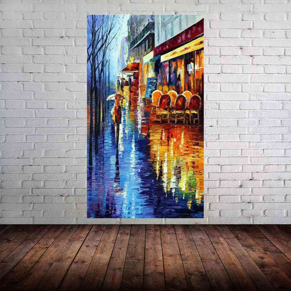 Quadro Pintura Tela Cidade Paisagem Urbana 4327: 90cm (A) x 50cm (L) - 1