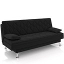 Ver imagem 1 de Sofá Cama para Sala de Estar Quarto 193cm Lia M03 Veludo Preto - Lyam Decor