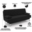 Ver imagem 6 de Sofá Cama para Sala de Estar Quarto 193cm Lia M03 Veludo Preto - Lyam Decor