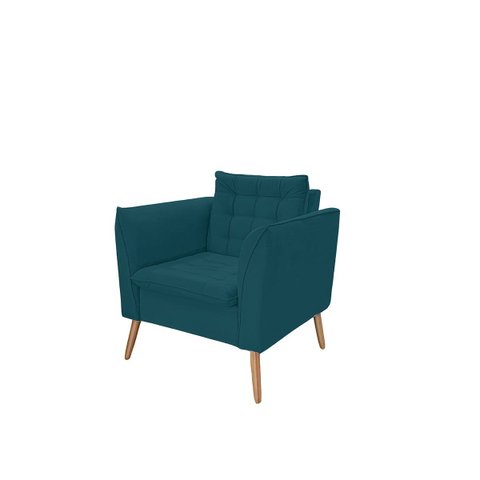 Poltrona Phoenix Veludo D26 Ergonômica - Meu Estofado:azul Lux