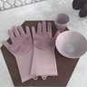 Luva Par Magica Escova de Limpeza Silicone Lava Loucas Banho Caes Resistente (BSL-LIMP-4) - Salmão - 3