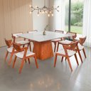 Ver imagem 1 de Conjunto Mesa Bérgamo e 8 Cadeiras Madeira Maciça e Estofada Ímola Off White