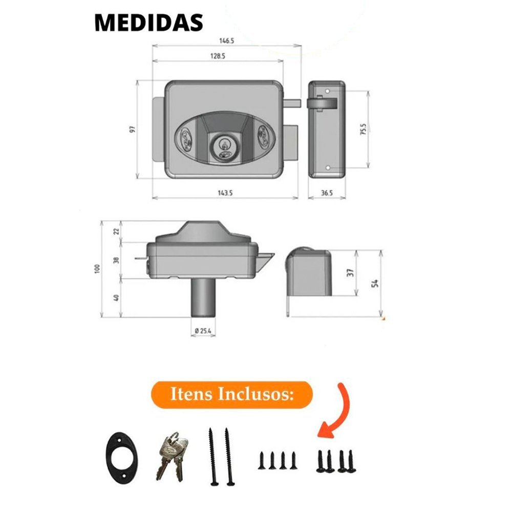 Fechadura Traver Uno 12v Ppa Cinza - 2