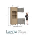 Ver imagem 4 de Cozinha Completa Modulada 3 Peças com Aéreo Ripado Lavínia Marrom/Imperial/Fumê