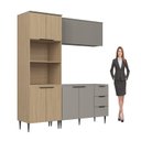 Ver imagem 6 de Cozinha Completa Modulada 3 Peças com Aéreo Ripado Lavínia Marrom/Imperial/Fumê