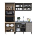 Ver imagem 7 de Cozinha Completa Modulada 3 Peças com Aéreo Ripado Lavínia Marrom/Imperial/Fumê