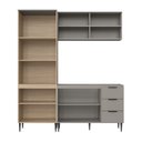 Ver mais imagens de Cozinha Completa Modulada 3 Peças com Aéreo Ripado Lavínia Marrom/Imperial/Fumê