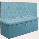 Ver imagem 1 de Kit Cabeceira e Calçadeira Solteiro 90cm Suede Azul Turquesa