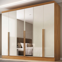 Ver imagem 1 de Guarda-Roupa 100% MDF 6 Portas 3 Gavetas com Espelhos Lisboa Yescasa Bege/Cinamomo/Off White