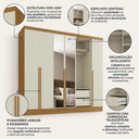 Ver imagem 4 de Guarda-Roupa 100% MDF 6 Portas 3 Gavetas com Espelhos Lisboa Yescasa Bege/Cinamomo/Off White