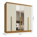 Ver imagem 3 de Guarda-Roupa 100% MDF 6 Portas 3 Gavetas com Espelhos Lisboa Yescasa Bege/Cinamomo/Off White