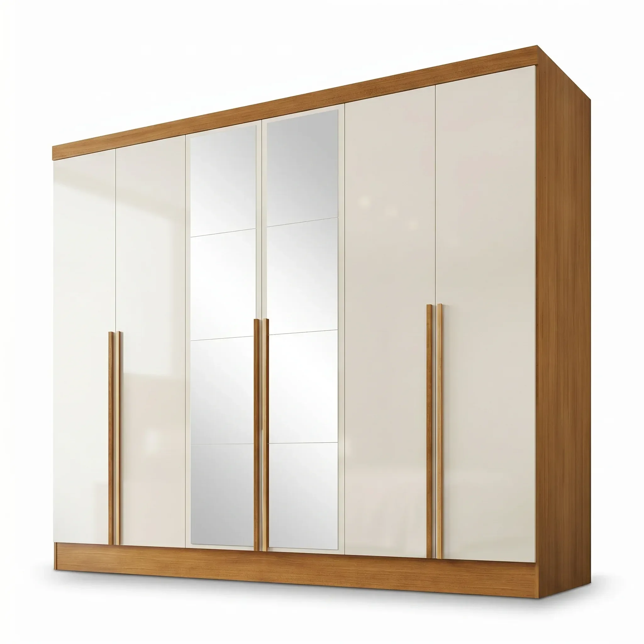 Ver mais imagens de Guarda-Roupa 100% MDF 6 Portas 3 Gavetas com Espelhos Lisboa Yescasa Bege/Cinamomo/Off White