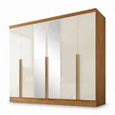 Ver mais imagens de Guarda-Roupa 100% MDF 6 Portas 3 Gavetas com Espelhos Lisboa Yescasa Bege/Cinamomo/Off White