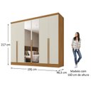 Ver imagem 3 de Guarda-roupa 100% Mdf 6 Portas 3 Gavetas com Espelhos Lisboa Yescasa