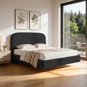 Ver imagem 1 de Cama Casal Flutuante com Cabeceira 140cm Aura W01 Bouclê Preto - Lyam Decor