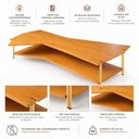 Ver imagem 6 de Mesa de Centro Caribe 170cm em Madeira Laminada Mel com Metal Gold