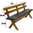 Ver imagem 4 de Conjunto Mesa Madeira Maciça para Churrasco Imbuia + 4 Bancos Estofados Preto