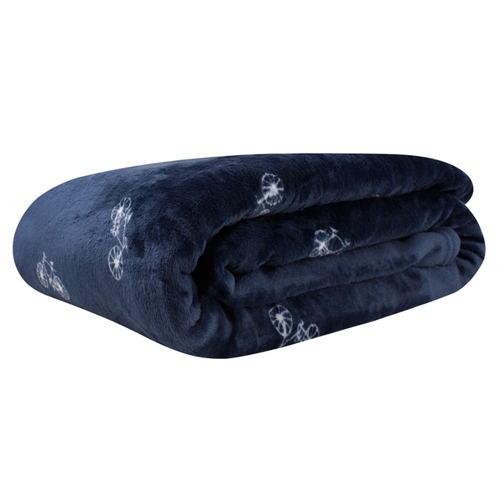 Cobertor de Microfibra Solteiro Blanket Vintage Kacyumara Cobertor de Microfibra Toque de Seda AZUL 