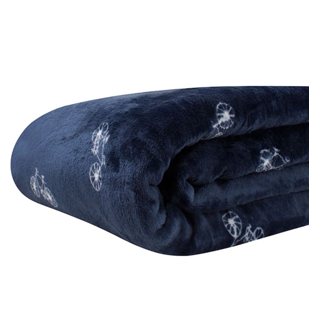 Cobertor de Microfibra Solteiro Blanket Vintage Kacyumara Cobertor de Microfibra Toque de Seda AZUL  - 2