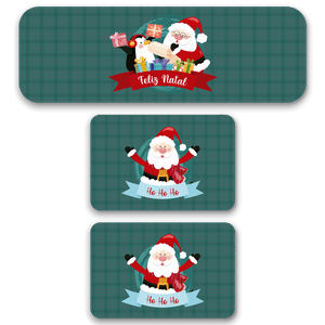 Kit de 3 Tapetes para Cozinha Natalinos Noel Pinguim e Presentes Antiderrapante