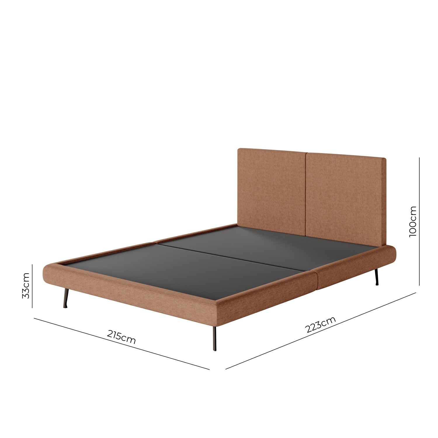 Cama King Casal Amsterdã Linho com Cabeceira Moderna C/ Pé Aço Carbono Linho Telha - 3