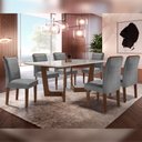 Ver imagem 1 de Conjunto Sala de Jantar Nápoles Tampo Vidro/MDF com 6 Cadeiras Luísa Smart Plus Cel Móveis