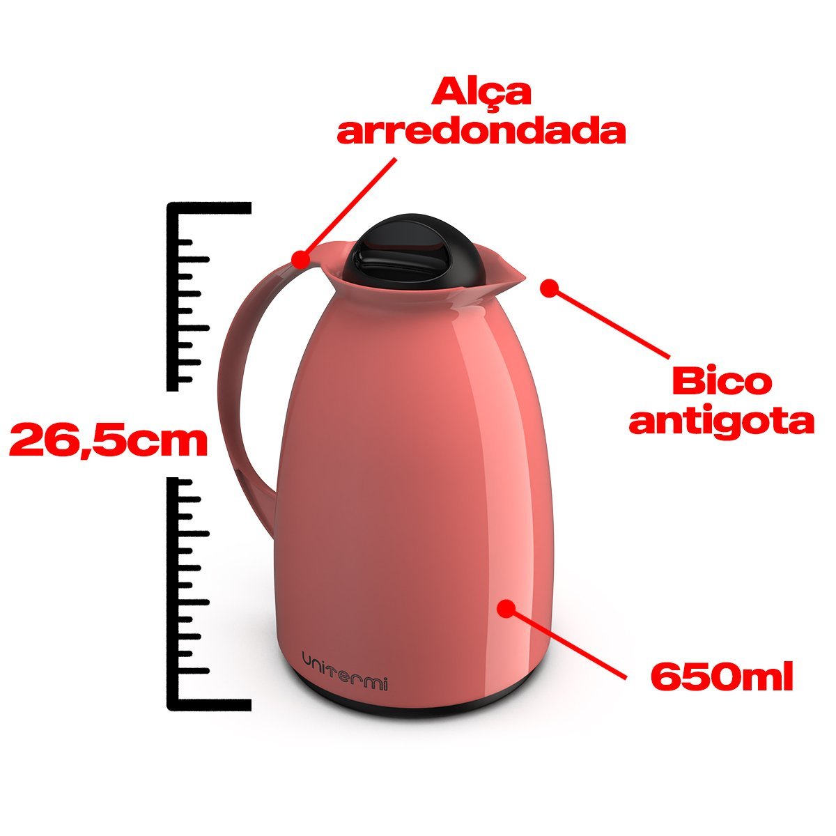 Kit Bule Térmico Porta Filtro Coador Açucareiro para Café Unitermi Rosa - 2